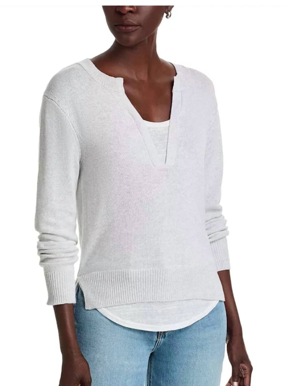 Elan - V-neck Layered Top Sweater - XL - NWT